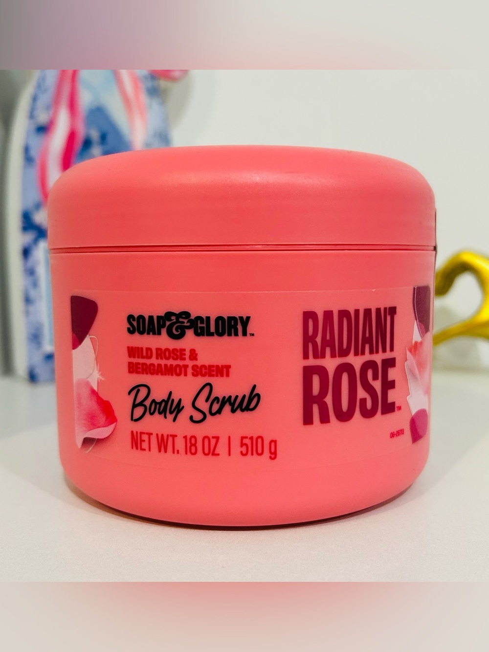 Soap & Glory Radiant Rose Body Scrub - Coral Pink Jar